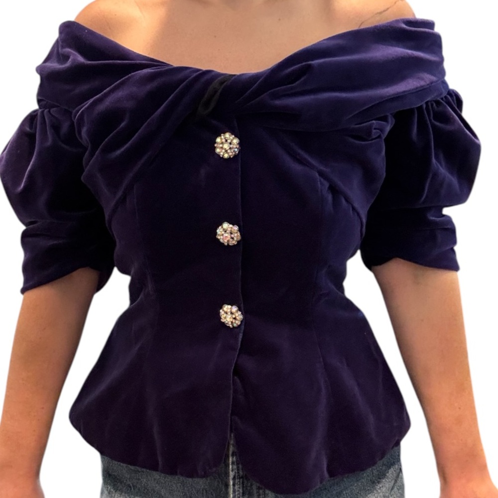 Vintage Watters Velvet Off The Shoulder - Picture 3 of 13
